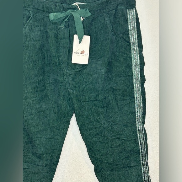 Made in Italy Green Drawstring Jogger Pants - Picture 2 of 6